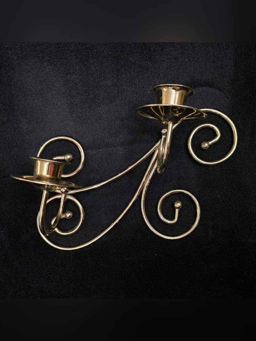 Vintage Home Interiors & Gifts Gold Tone Double Candle Holders Pair